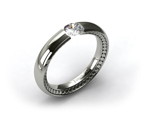 14k White Gold Contoured Circles Tension V150 by Danhov Designer Engagement Ring